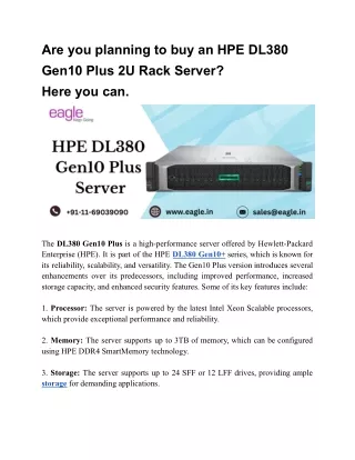Are you planning to buy an HPE DL380 Gen10 Plus 2U Rack Server? Here you can