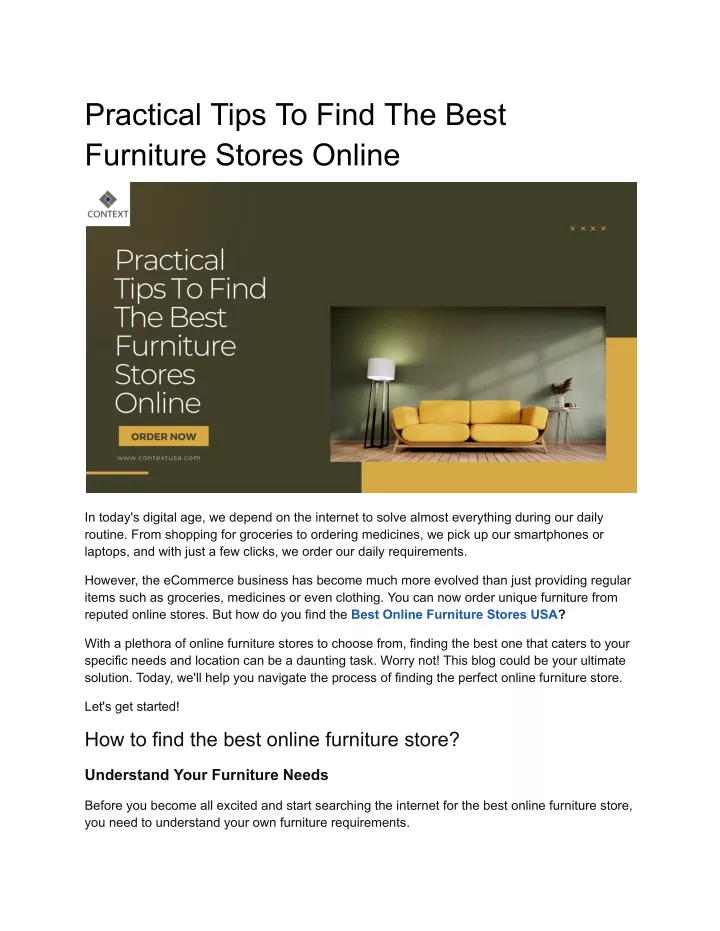 practical tips to find the best furniture stores