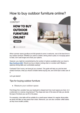 How to buy outdoor furniture online?