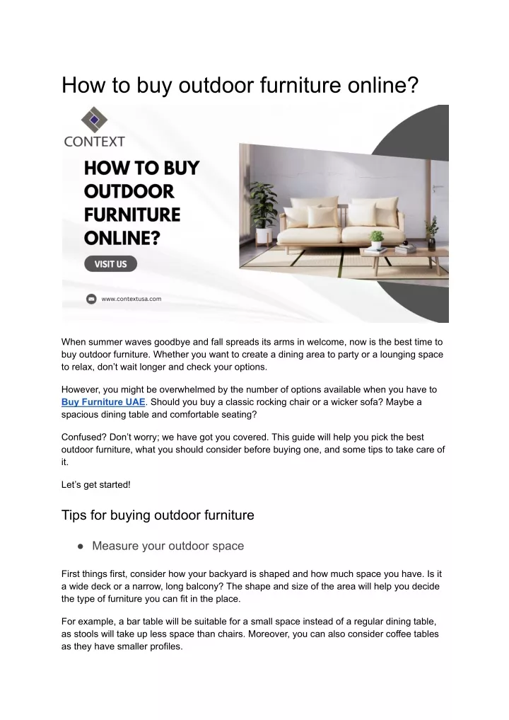 how to buy outdoor furniture online