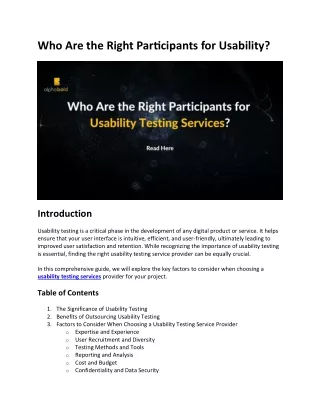 who are the right participants for usability