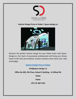 Interior Design Firms In Dubai | Space-design.co