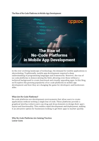 The Rise of No-Code Platforms in Mobile App Development