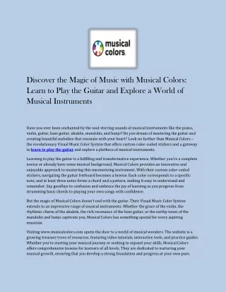 Discover the Magic of Music with Musical Colors