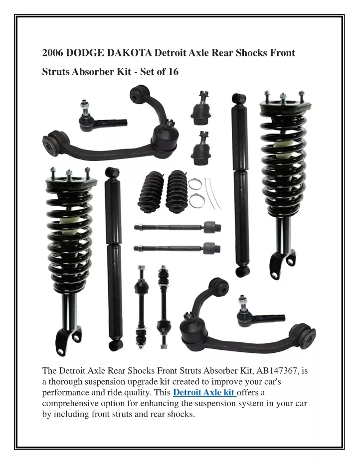 2006 dodge dakota detroit axle rear shocks front