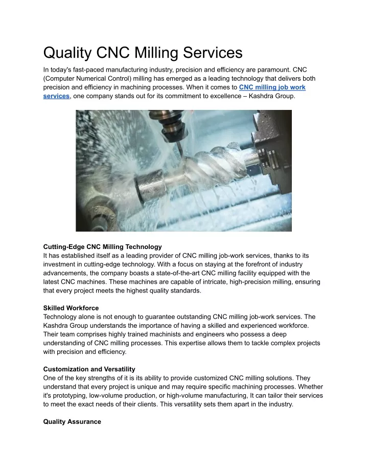 quality cnc milling services