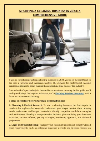 STARTING A CLEANING BUSINESS IN 2023: A COMPREHENSIVE GUIDE