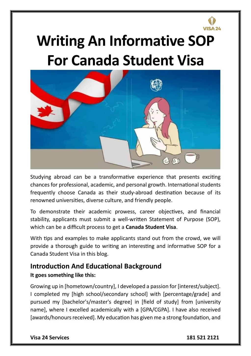 PPT - Writing An Informative SOP For Canada Student Visa PowerPoint ...