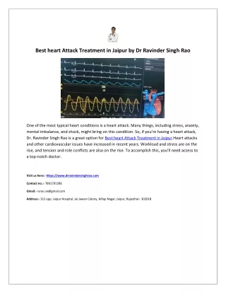 Best heart Attack Treatment in Jaipur by Dr Ravinder Singh Rao