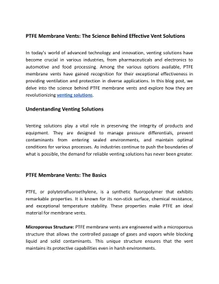 PTFE Membrane Vents_ The Science Behind Effective Vent Solutions