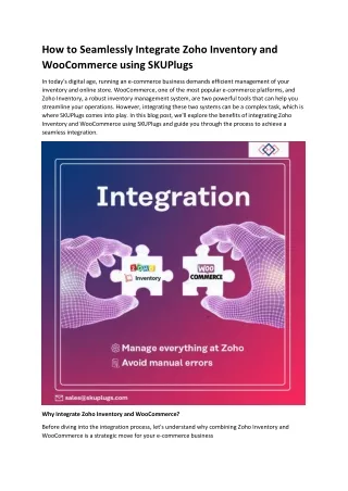 How to Seamlessly Integrate Zoho Inventory and WooCommerce using SKUPlugs