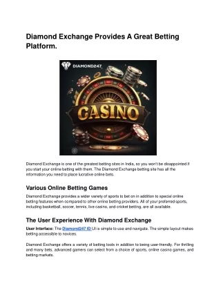 Diamond Exchange Provides A Great Betting Platform