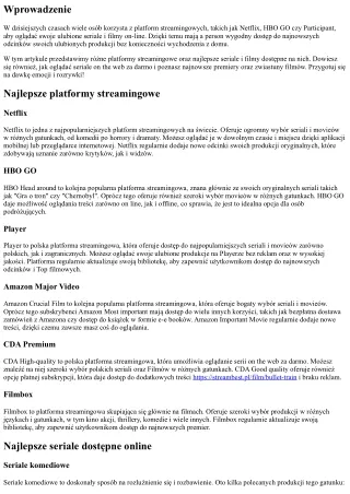 Nowe odcinki twoich ulubionych filmów już dostępne!