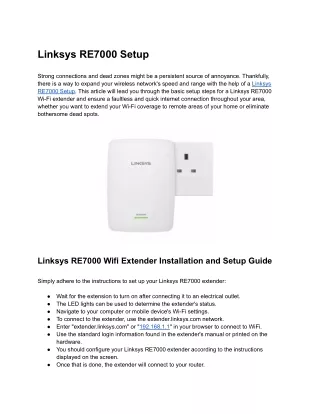 linksys re7000 setup