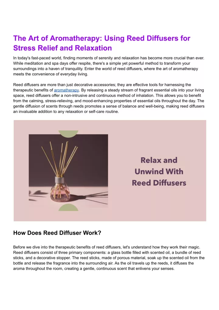 the art of aromatherapy using reed diffusers