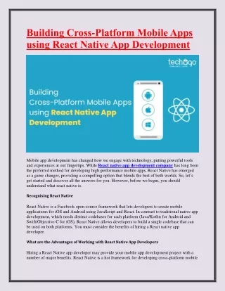 building cross platform mobile apps using react