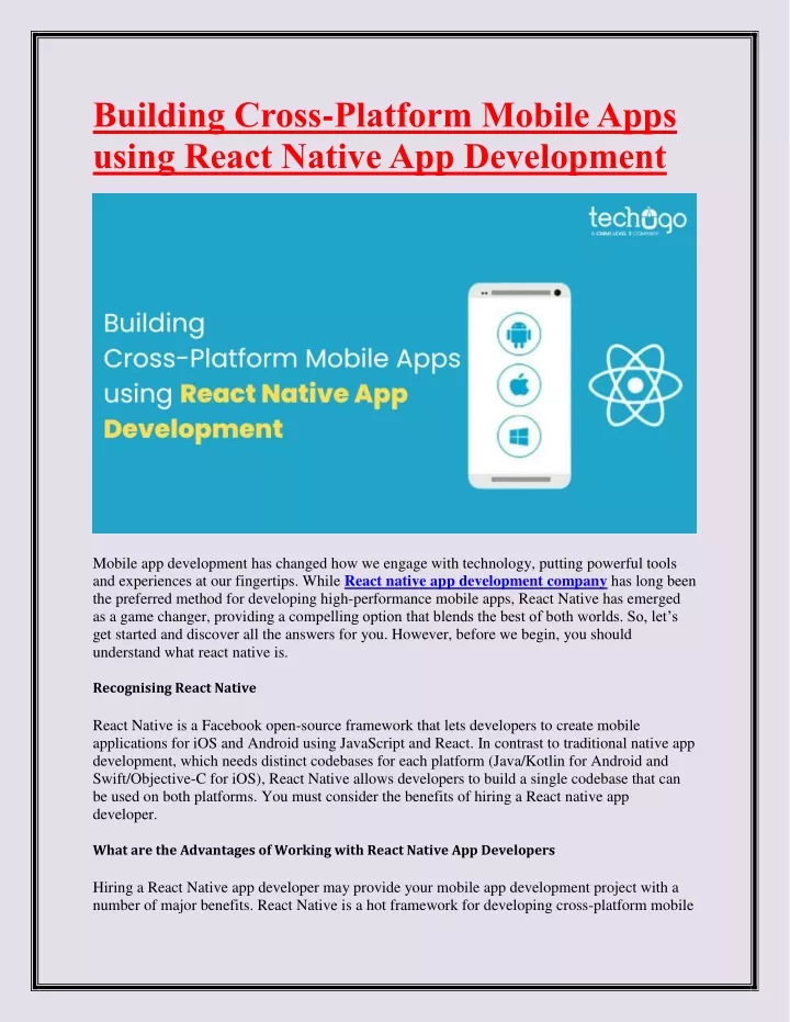 building cross platform mobile apps using react