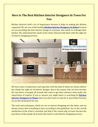 Kitchen Interior Designers In Kalwa