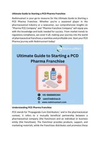 Ultimate Guide to Starting a PCD Pharma Franchise