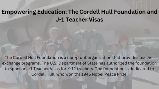 Empowering Education: The Cordell Hull Foundation and J-1 Teacher Visas