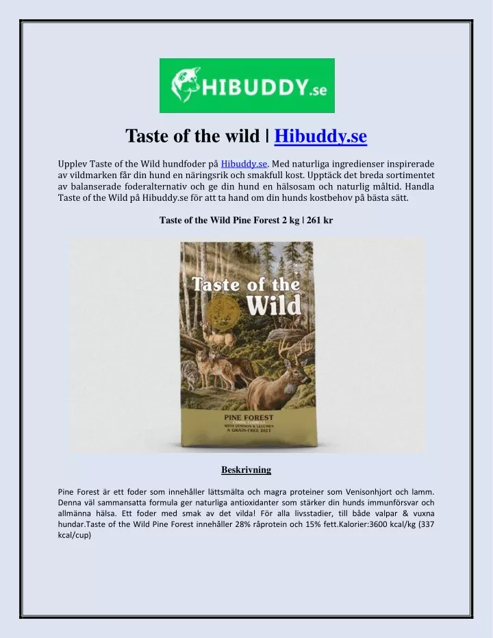 taste of the wild hibuddy se