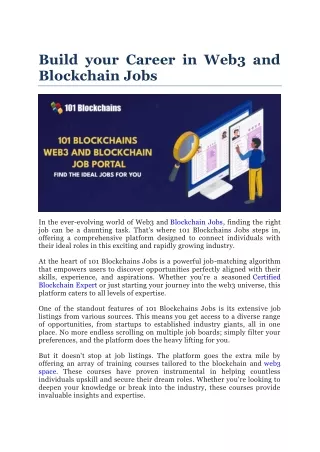 Build your Career in Web3 and Blockchain Jobs