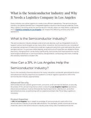 What is the Semiconductor Industry and Why It Needs a Logistics Company in Los Angeles