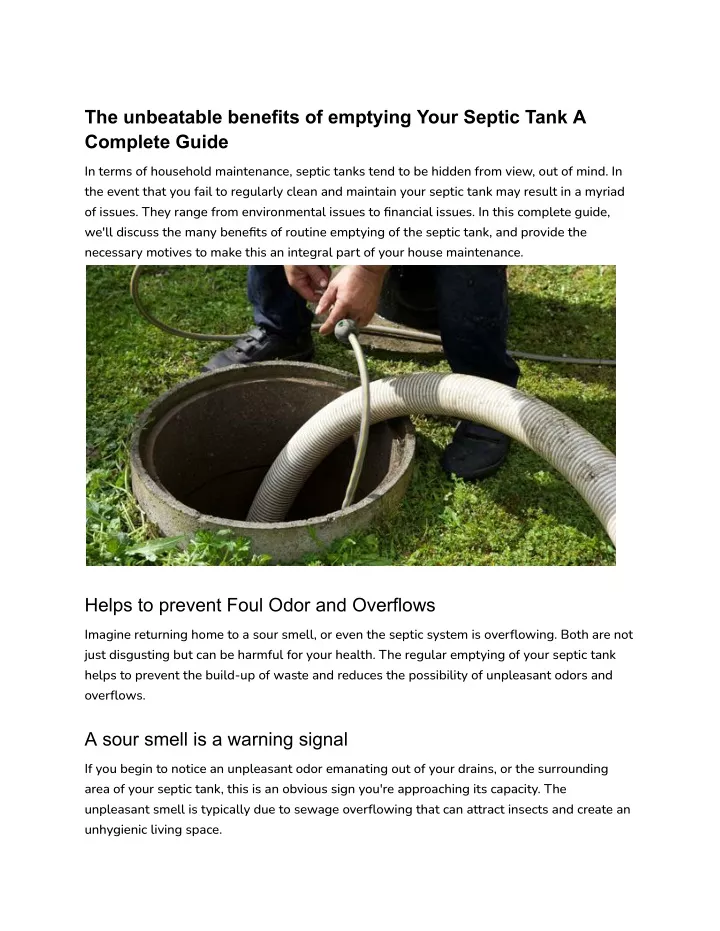 the unbeatable benefits of emptying your septic