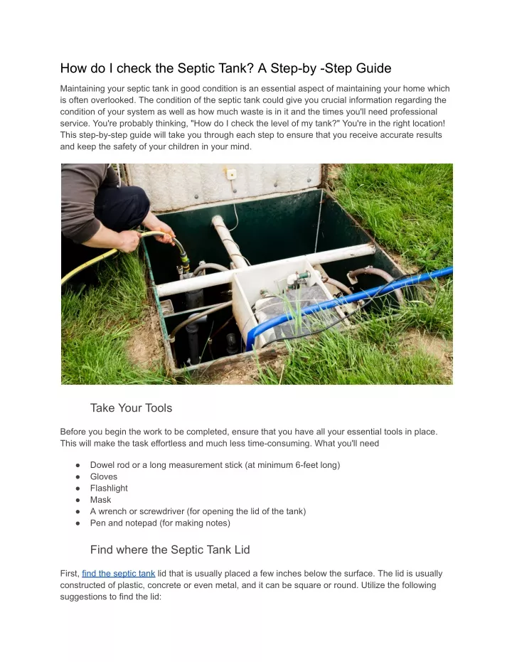 how do i check the septic tank a step by step