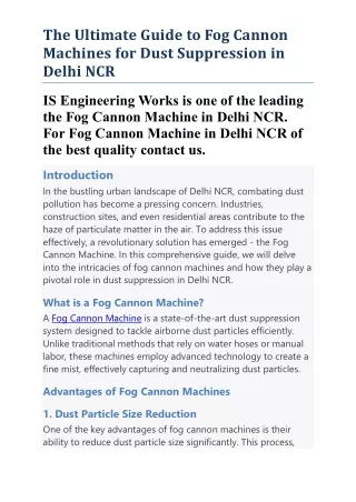 Fog Cannon Machines in Delhi NCR | 9873403301