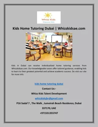 Kids Home Tutoring Dubai | Whizzkidsae.com