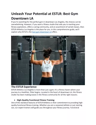 Unleash Your Potential at ESTLR: Best Gym Downtown LA