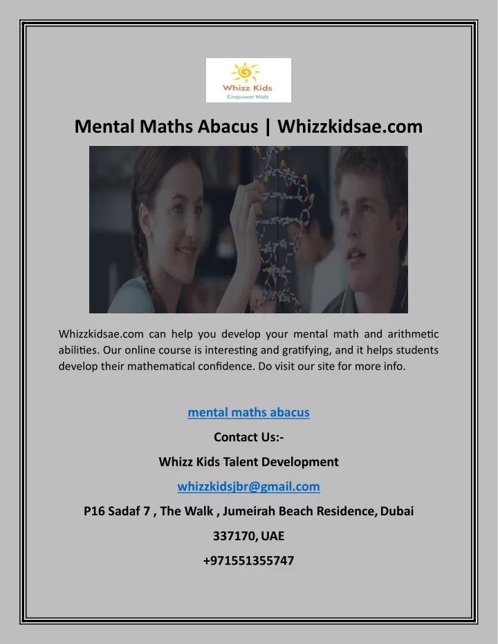 mental maths abacus whizzkidsae com