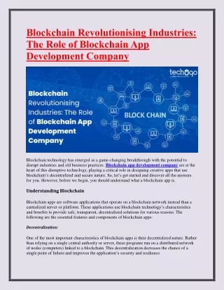 blockchain revolutionising industries the role