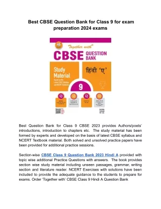 best cbse question bank for class 9 for exam