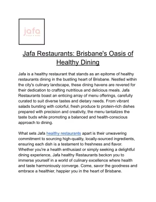 jafa restaurants brisbane s oasis of healthy