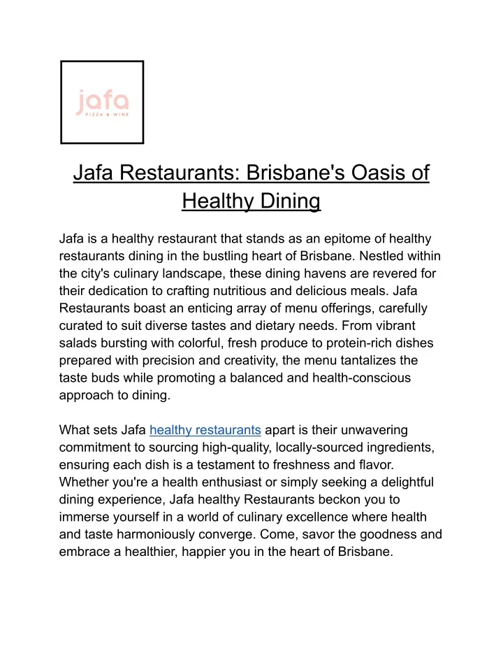 jafa restaurants brisbane s oasis of healthy