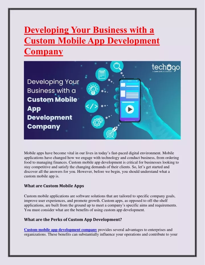 developing your business with a custom mobile