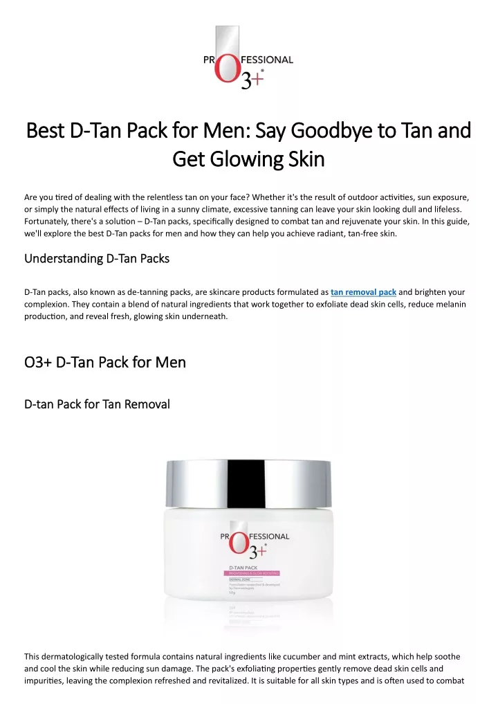 best d best d tan pack for men say goodbye