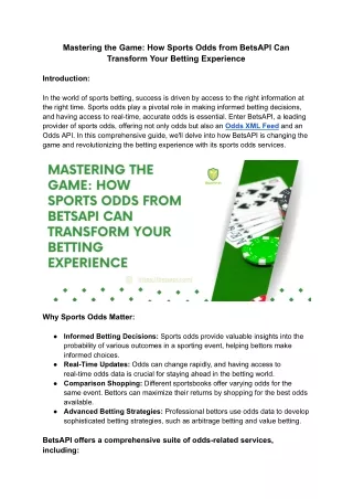 Mastering the Game_ How Sports Odds from BetsAPI Can Transform Your Betting Experience