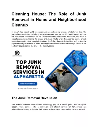 Cleaning House: The Role of Junk Removal in Home and Neighborhood Cleanup