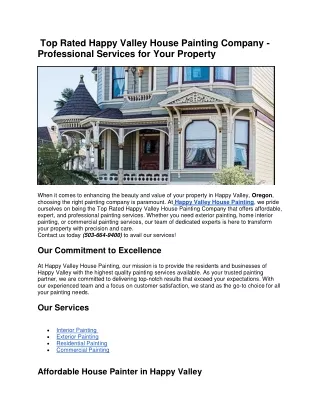 Top Rated Happy Valley House Painting Company