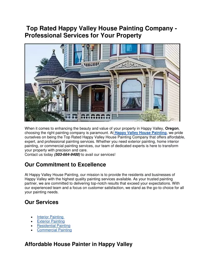 top rated happy valley house painting company