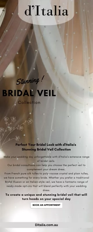 Perfect Your Bridal Look with d'Italia's Stunning Bridal Veil Collection