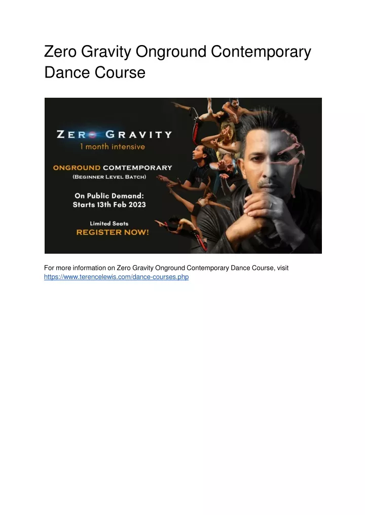 zero gravity onground contemporary dance course