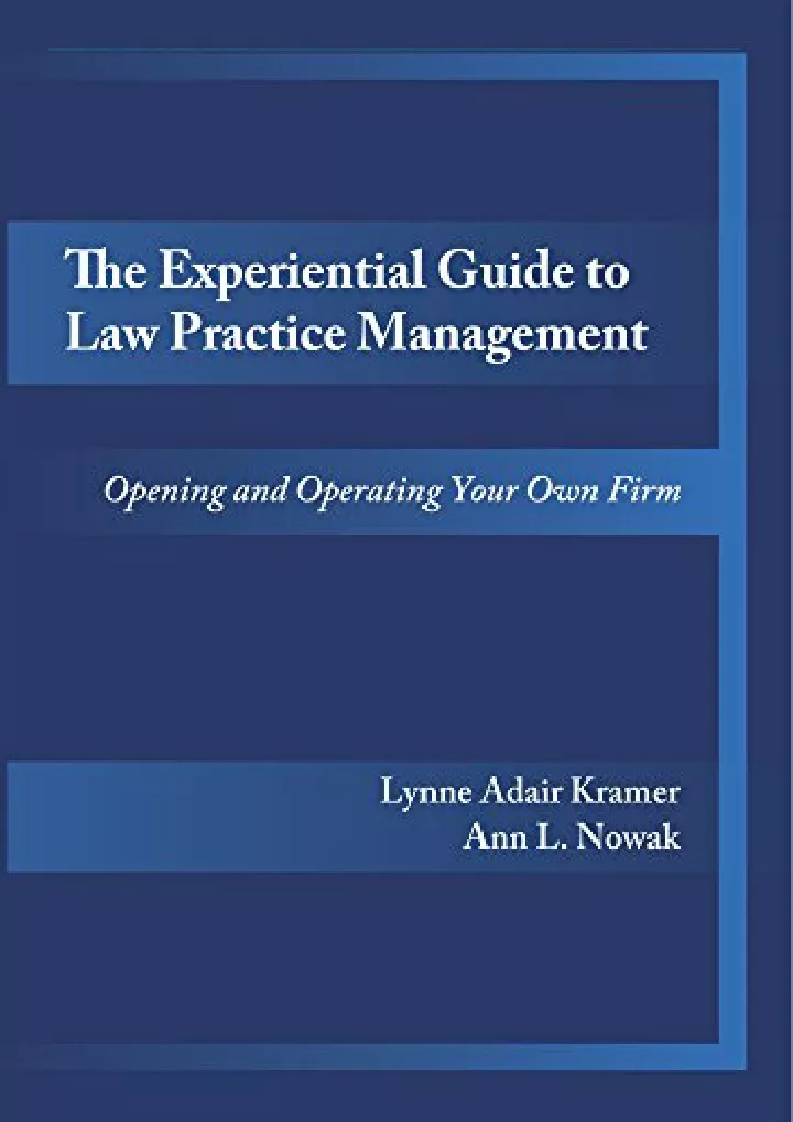 the experiential guide to law practice management