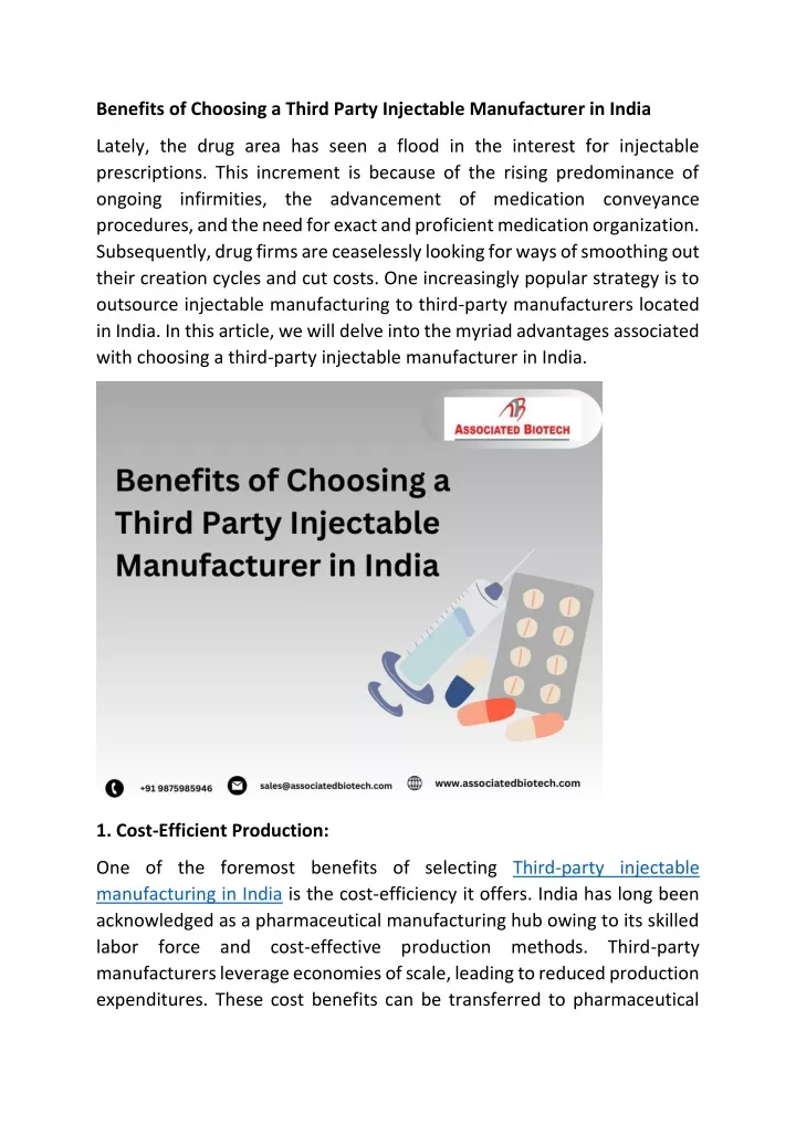 benefits of choosing a third party injectable