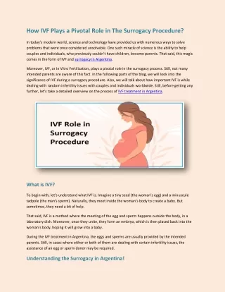 How IVF Plays a Pivotal Role in The Surrogacy Procedure