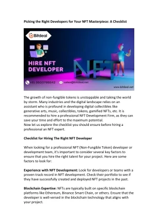 picking the right developers for your