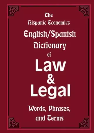 PDF BOOK DOWNLOAD The Hispanic Economics English/Spanish Dictionary of Law